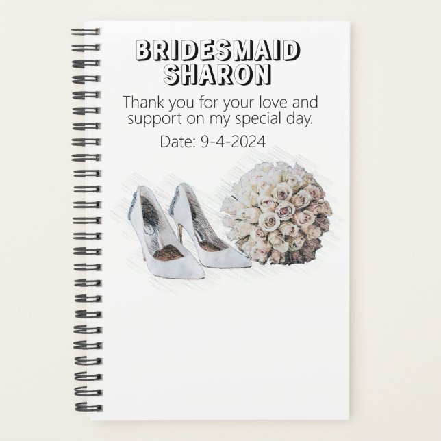 Customized Floral Bridesmaid Gift  Planner (Front)