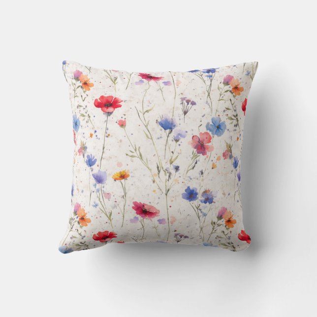 Customized Floral Colourful Throw Pillow (Back)