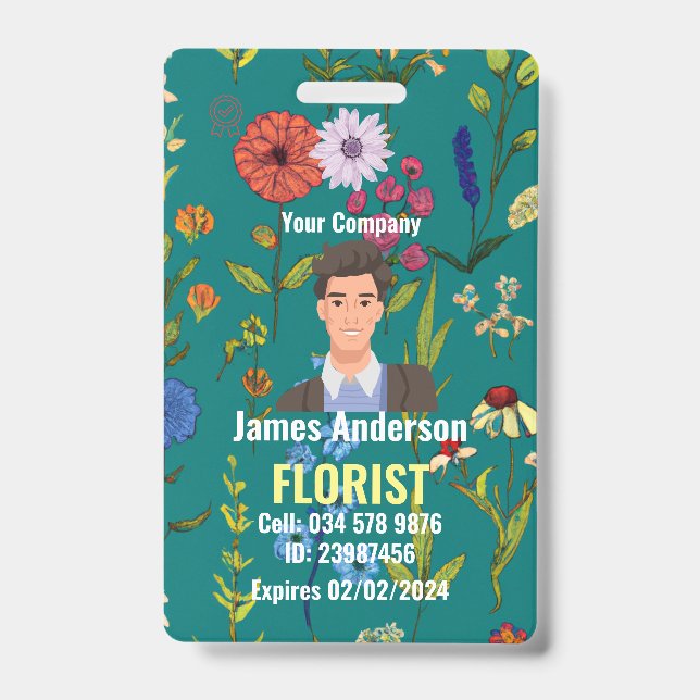 Customized Florist Employee ID Badge (Front)