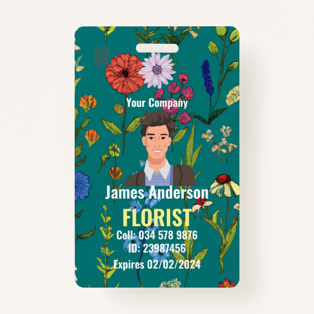 Customized Florist Employee ID Badge (Front)