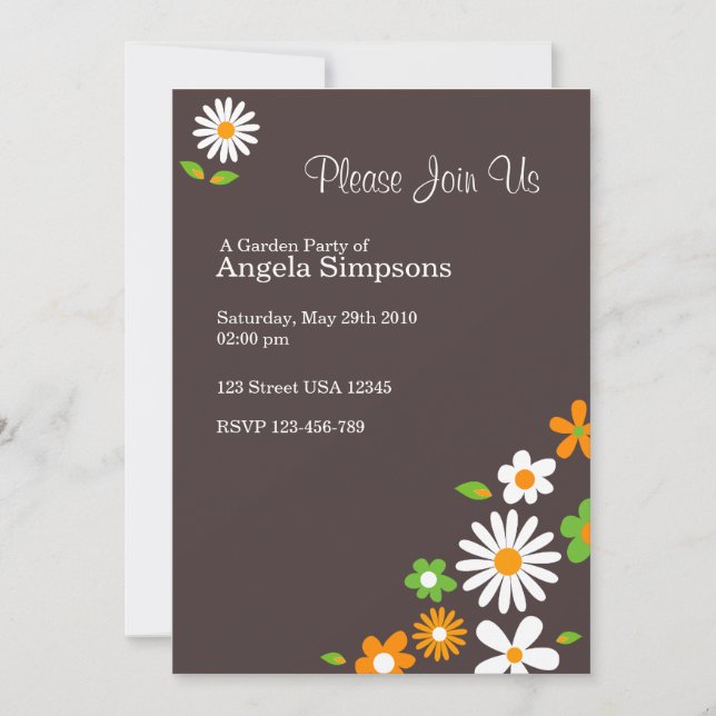 Customized*Flowery Brown Invitations (Front)