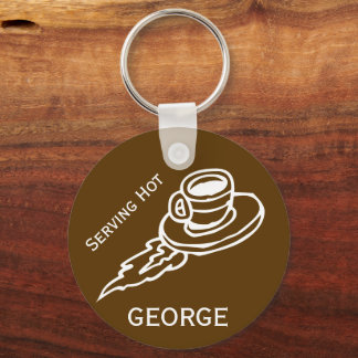Customized Flying Coffee Saucer Brown Keychain