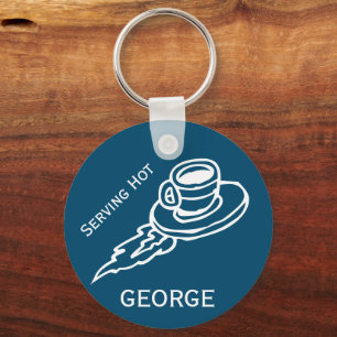 Customized Flying Coffee Saucer Navy Keychain