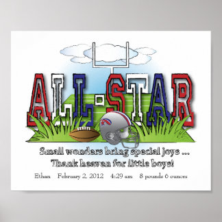 Customized Football All-Star Boys Room Wall Art