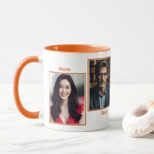 Customized Four Photo Family Simple Collage Orange Mug