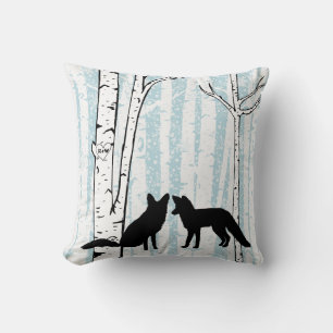 Customized Foxes in Love Birch Forest Throw Pillow