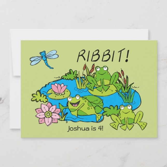 Customized Frog Pond Birthday Invitation (Front)