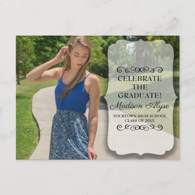 Customized Full Photo Graduation Party Invitation Postcard (Front)