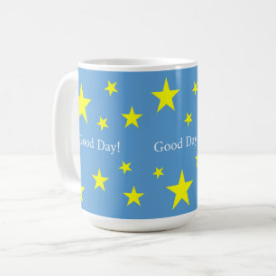 Customized Fun, Golden Yellow Stars, Sky Soft Blue Coffee Mug