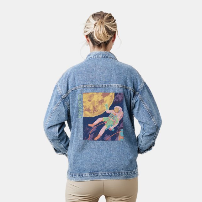 customized Funky Astronaut Denim Jacket  (Model)