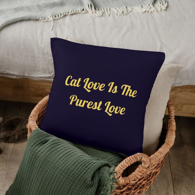 Customized Funny Pet Cat Lover Quote On Navy Blue Throw Pillow (Creator Uploaded)