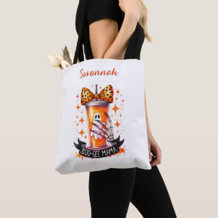 Customized Ghost Drink & Orange Bow, Gift for Her Tote Bag