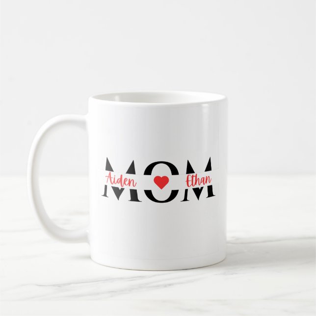 customized gift mom kids names parent personalized coffee mug (Left)