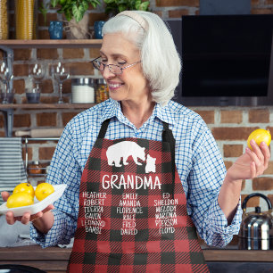Customized Gift With Grandkid's Names Grandma Bear Apron