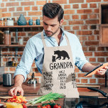 Customized Gift With Grandkid's Names Grandpa Bear Apron<br><div class="desc">Do you love spending time with your grandkids? If so, then you will love this personalized apron! It is perfect for cooking or baking with your grandkids around. The apron is made from high quality fabric and features a rustic black bear on a off white background. This makes it the...</div>