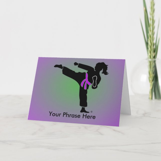 Customized Girl Silhouette, Purple Belt, Card (Front)