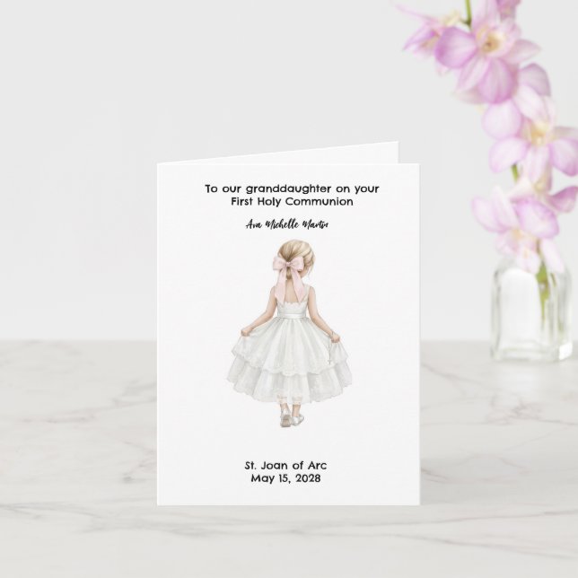 Customized Girls First Holy Communion  Card (Orchid)