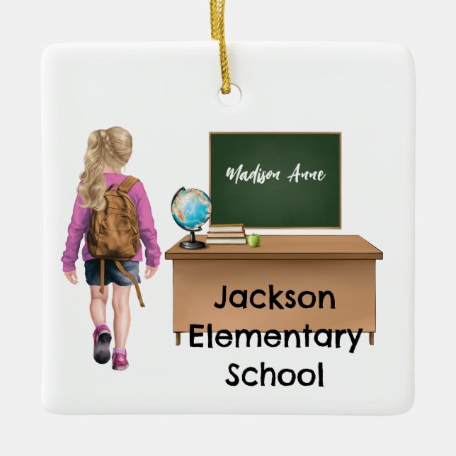 Customized Girls School Christmas Ornament (Front)