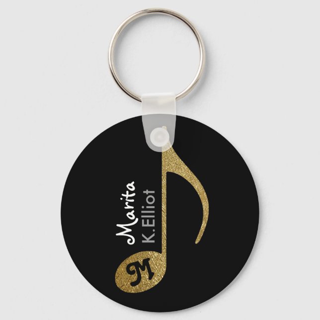 customized girly musical note keychain (Front)