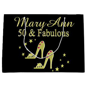 CUSTOMIZED GOLD 50 & FABULOUS SHOE QUEEN GIFT BAG