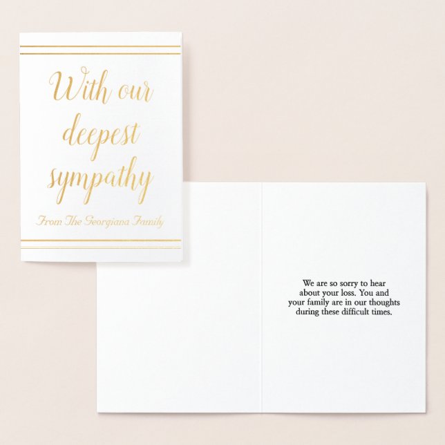 Customized Gold Foil Sympathy Card (Display)