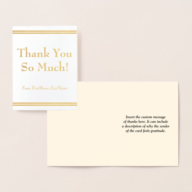 Customized Gold Foil "Thank You So Much!" Card (Display)