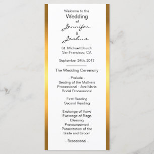 Customized Gold Foil White Design Wedding Programs