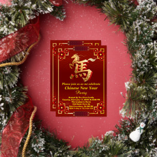 Customized Gold Horse Red Chinese New Year Party
