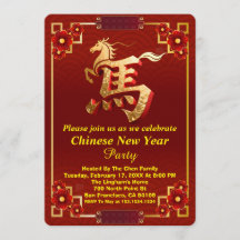 Customized Gold Horse Red Chinese New Year Party