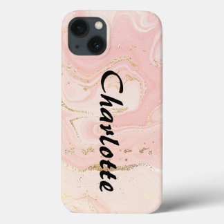 Customized Gold Pink Marble iPhone 13 Case
