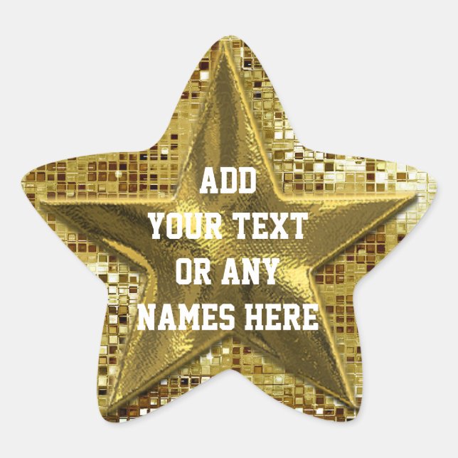 Customized Gold Star On Gold Sequins Star Sticker (Front)