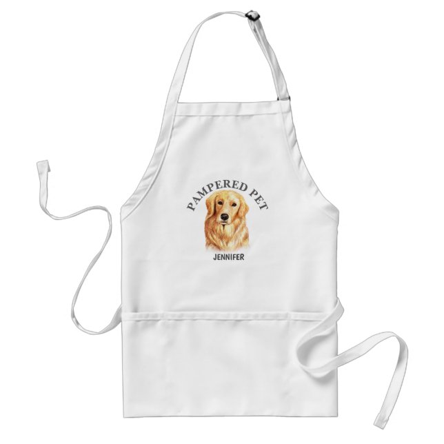Customized Golden Retriever Pet Groomer Apron (Front)