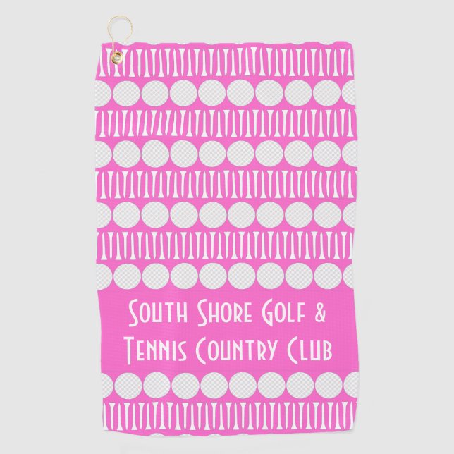 Customized Golf Balls & Tees Hot Pink Golf Towel (Front)