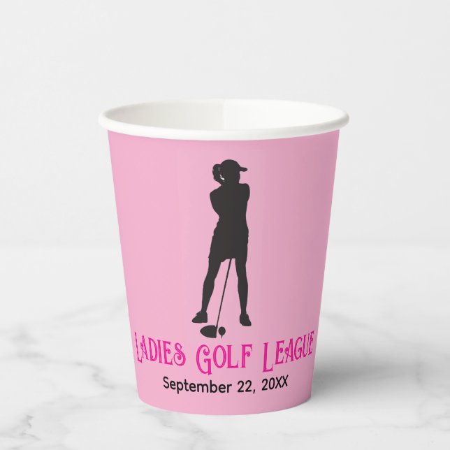 Customized Golf League Pink Paper Cup (Left)