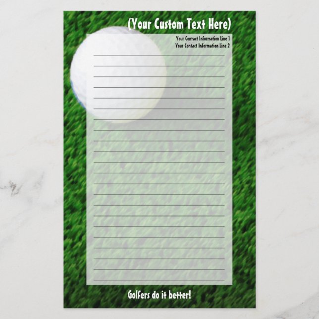 Customized Golf Stationery (Front)