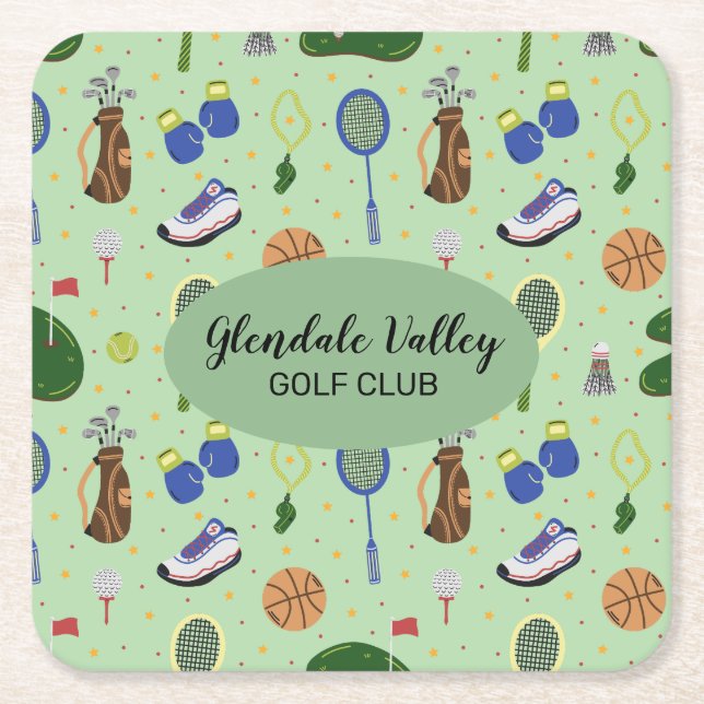 Customized Golf Theme Square Paper Coaster (Front)
