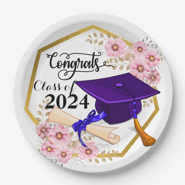 Customized Graduating Yearly Class  Paper Plate (Front)