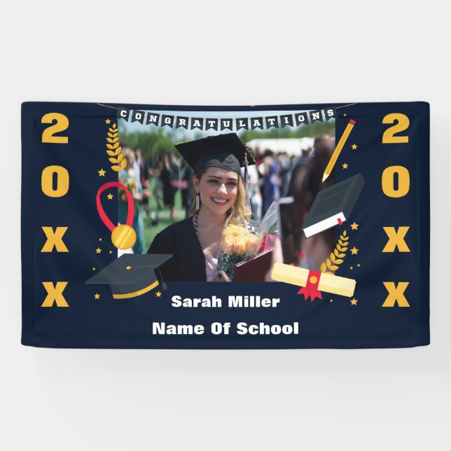 customized graduation 2023 with name and Photo Banner (Horizontal)