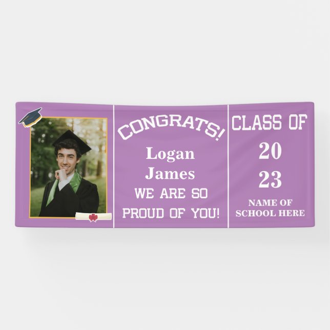 customized graduation 2025 with name and Photo Banner (Horizontal)