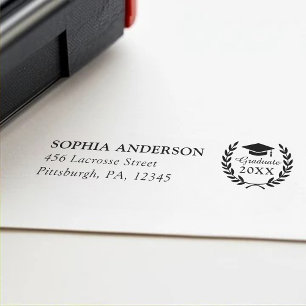 Customized Graduation Class Laurel Wreath Address Self-inking Stamp