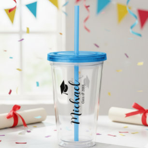 Customized graduation mug with lid acrylic tumbler
