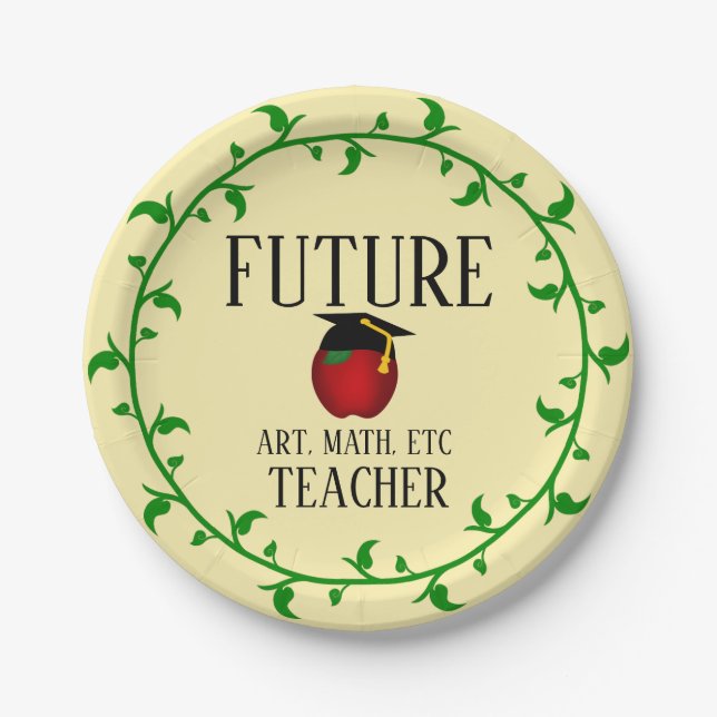 Customized Graduation Party  Future Teacher Paper Plate (Front)