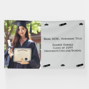 Customized Graduation Photo, Diploma, Cap Template Banner