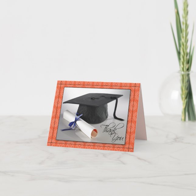 Customized Graduation Thank You Card (coral) (Front)