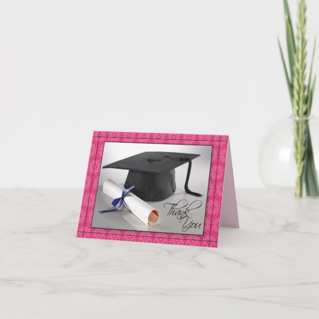 Customized Graduation Thank You Card (fuschia) (Front)
