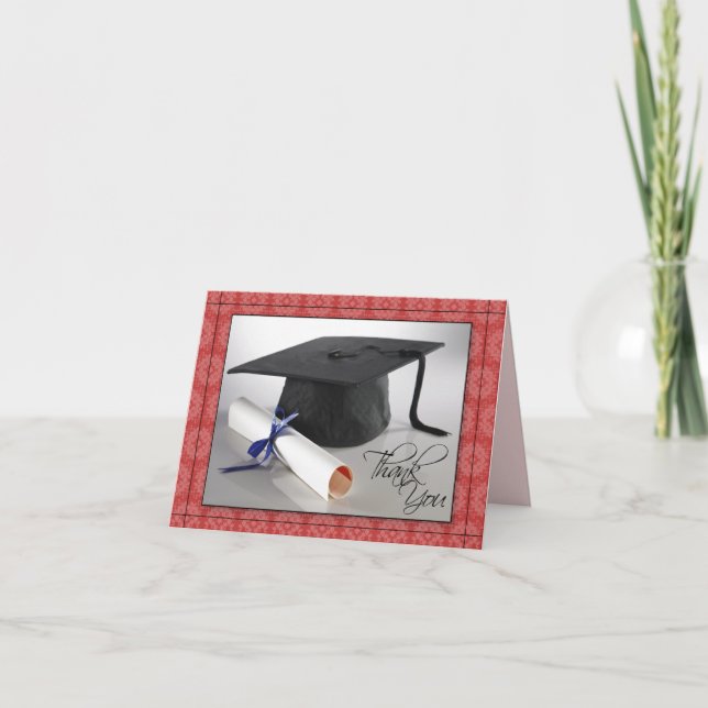 Customized Graduation Thank You Card (red) (Front)
