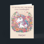 Customized Great Granddaughter Birthday Poem Card<br><div class="desc">Personalize your own greeting and even your poem for your great granddaughter. They are hard cards to find, but not here! Adorable unicorn with a floral wreath is perfect for your beloved little one. Personalize it using our Design Tool on the front, inside left, and inside right. Be sure to...</div>