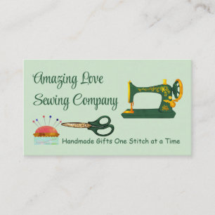 Customized Green and Gold Sewing Machine 2 Business Card