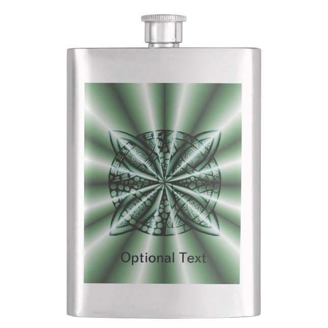 Customized Green Metallic Celtic Knot Hip Flask (Front)