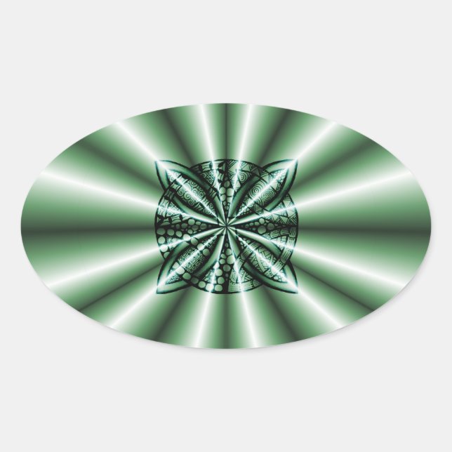 Customized Green Metallic Celtic Knot Oval Sticker (Front)